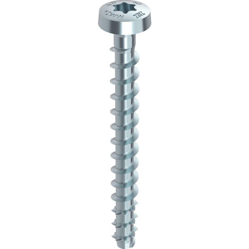 MULTI-MONTI-plus P Betonschraube Stahl verzinkt Rundkopf T30 - 6 x 60 mm - 100 Stück von HECO-Schrauben GmbH & Co. KG