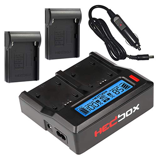 HEDBOX RP-DC50/DFM50-2-Fach Ladegerät mit LCD für Sony NP- F550, F770, F970, und Hedbox RP- NPF550, NPF770, NPF970, NPF1000 von HEDBOX