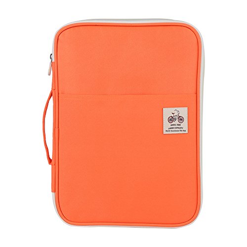 A4 Dokumententasche, multifunktionale Dateiordner Portfolio Organizer wasserdicht Travel Business mit Reißverschluss Fall für Ipads Notebooks Stifte Visitenkarten[Orange]Nähmaschinentaschen von HEEPDD