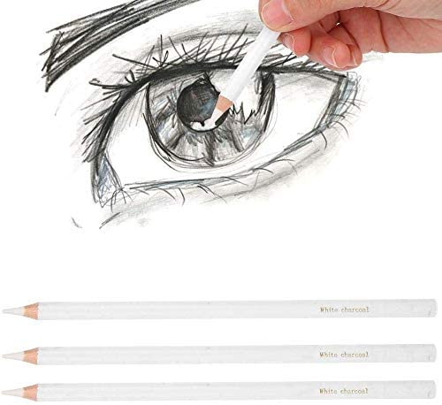 HEEPDD 3 Stück weiß Kohle Bleistift, professionelle Skizzieren Highlight Pen ungiftig Zeichenstifte Werkzeuge für Fine Art Supplies von HEEPDD