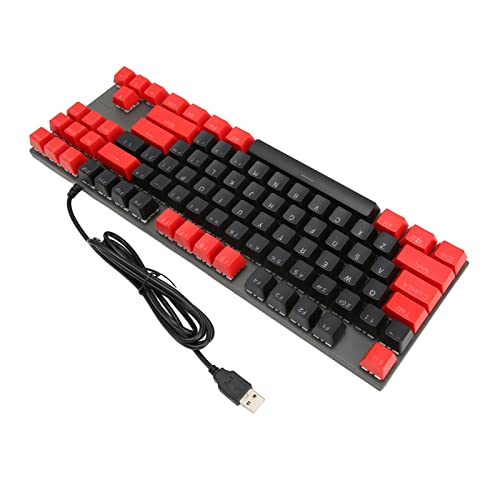 HEEPDD Computertastatur, Blauer Schalter, Kontrastfarbe, RGB-Hintergrundbeleuchtung, Mechanische Tastatur, 87 Tasten für PC (Kabelgebunden Schwarz Rot) von HEEPDD