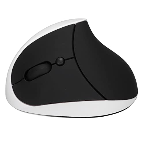 HEEPDD Ergonomische Linkshändermaus, über USB Wiederaufladbar, Gummierte, Matte Oberfläche. Vertikale Maus für Tablets (Schwarz-Weiss) von HEEPDD