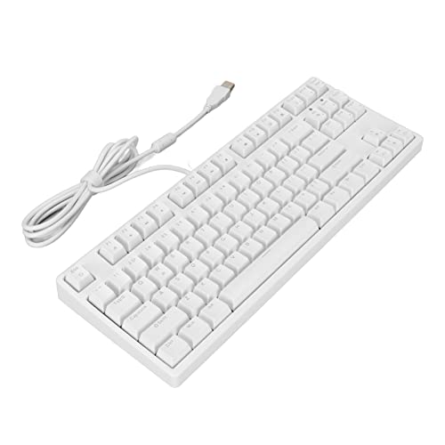 HEEPDD Mechanische Tastatur, 87-Tasten-Tastatur, Schnelle Reaktion, Ergonomisches Design, 87 Tasten, Langlebiges ABS für PC (Weiss) von HEEPDD