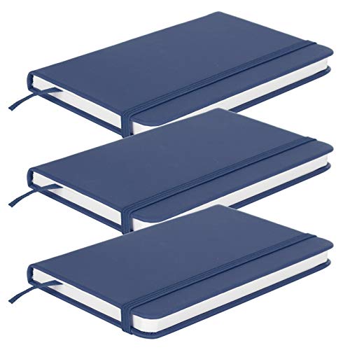 HEEPDD Premium PU -Ledernotiz, Kompaktes Tagebuch mit Band, Gummiband, 3 PCs für die Schule, Reisen, Büro (BLUE) von HEEPDD