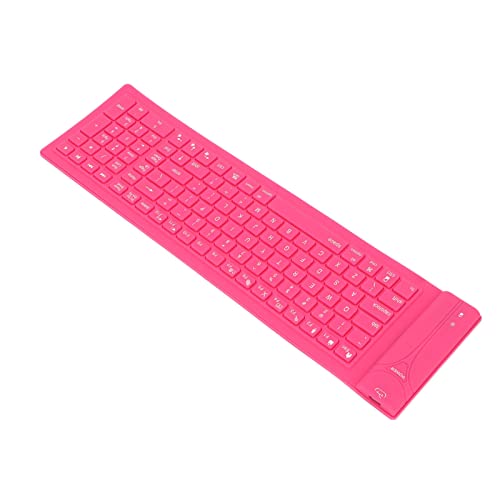 HEEPDD wasserdichte Tastatur, 108 Tasten, Hervorragende Belastbarkeit, Vollständig Versiegeltes Design, Faltbare Silikontastatur für das Büro (Rosa) von HEEPDD
