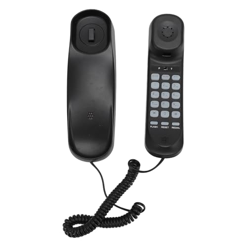 Retro Wall Mount Festnetz, Klare Anrufqualität, Bequeme Betriebsoberfläche, Breite Kompatibilität, Einfache Installation, Hohe Haltbarkeit, Geeignet für Hotelgäste. (Black) von HEEPDD