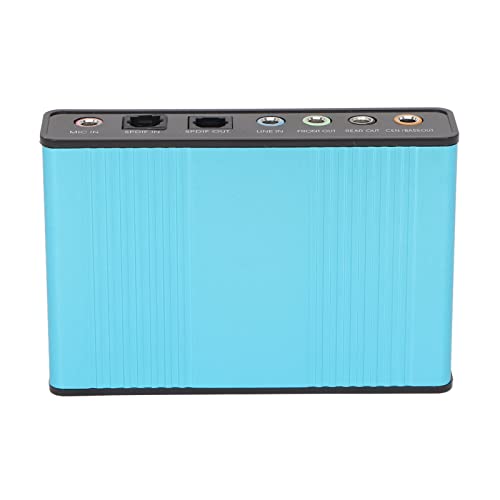 USB-Soundkarte, Einfach zu Installierende 5.1-Soundkarte, Multiport-Analogaufzeichnung, SCMS Unterstützt für PC (Blau) von HEEPDD