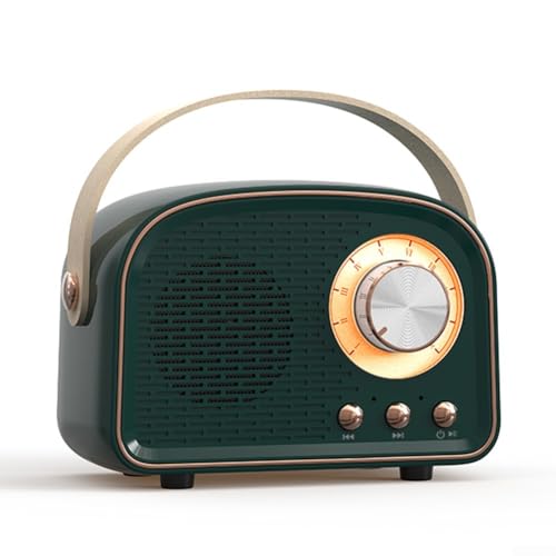 HEIBTENY 1 Stücke Lautsprecher, Retro Bluetooth Lautsprecher Mit FM Radio Tragbare Drahtlose Lautsprecher, Mini Tragbare(Deep Green) von HEIBTENY