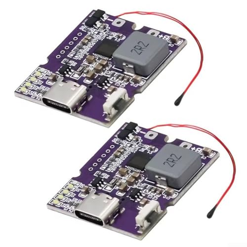 HEIBTENY Schnelllade-Powerbank-Modul, 22,5 W, mit digitalem oder leichtem Display, 2 Stück für 3,7-V-Batterien, PD3.0, QC4+ Unterstützung (C-Lampen-Display) von HEIBTENY