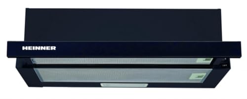 HEINNER HTCH-440GBK Flachbildschirm-Einbau Dunstabzugshaube 60 cm, Abzugshaube Umluft 329,6 m³/h, 2 Einstellungen, Schwarz von HEINNER