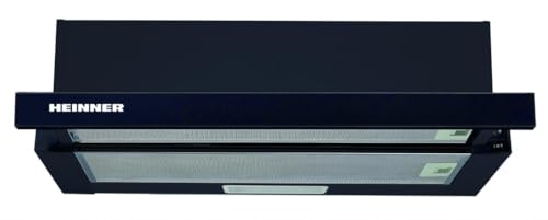 HEINNER HTCH-440GBK Flachbildschirm-Einbau Dunstabzugshaube 60 cm, Abzugshaube Umluft 329,6 m³/h, 2 Einstellungen, Schwarz von HEINNER