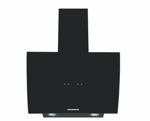 Heinner A+ HDCH-5960RGBK Touch Control Schräghaube 60cm, Dunstabzugshaube mit Umluft 576,2 m³/h, 3 Ebenen, Glas schwarz von HEINNER