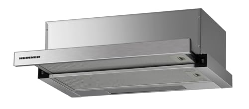 Heinner Flachhaube - 60cm - Teleskopierbar - 2 Stufen - 358,4 m³/h - LED Beleuchtung - Edelstahl - Silber Heinner Flachhaube - 60cm - Teleskopierbar - 2 Stufen - 358,4 m³/h - LED Beleuchtung - Edelstahl - Silber von HEINNER