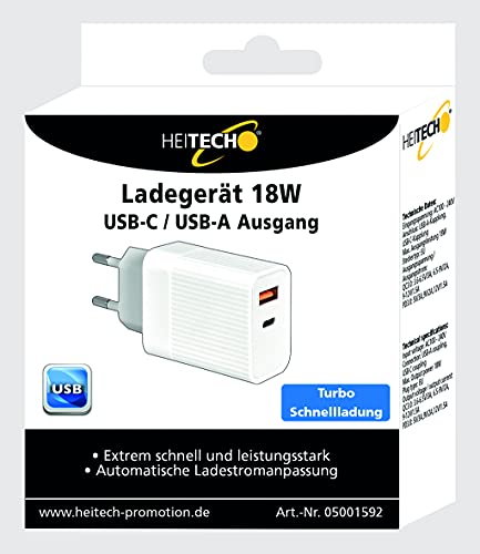 HEITECH Ladegerät 18W, USB-C/USB-A Ausgang HEITECH Ladegerät 18W, USB-C/USB-A Ausgang von HEITECH Promotion GmbH