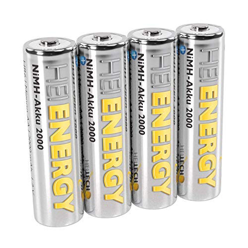 HEITECH vorgeladener 4er Pack NIMH-Akku Mignon/AA / HR06 2000 mAh 1,2V - Wiederaufladbare Batterien mit geringer Selbstentladung - Akkus für Geräte mit hohem Stromverbrauch von HEITECH Promotion GmbH