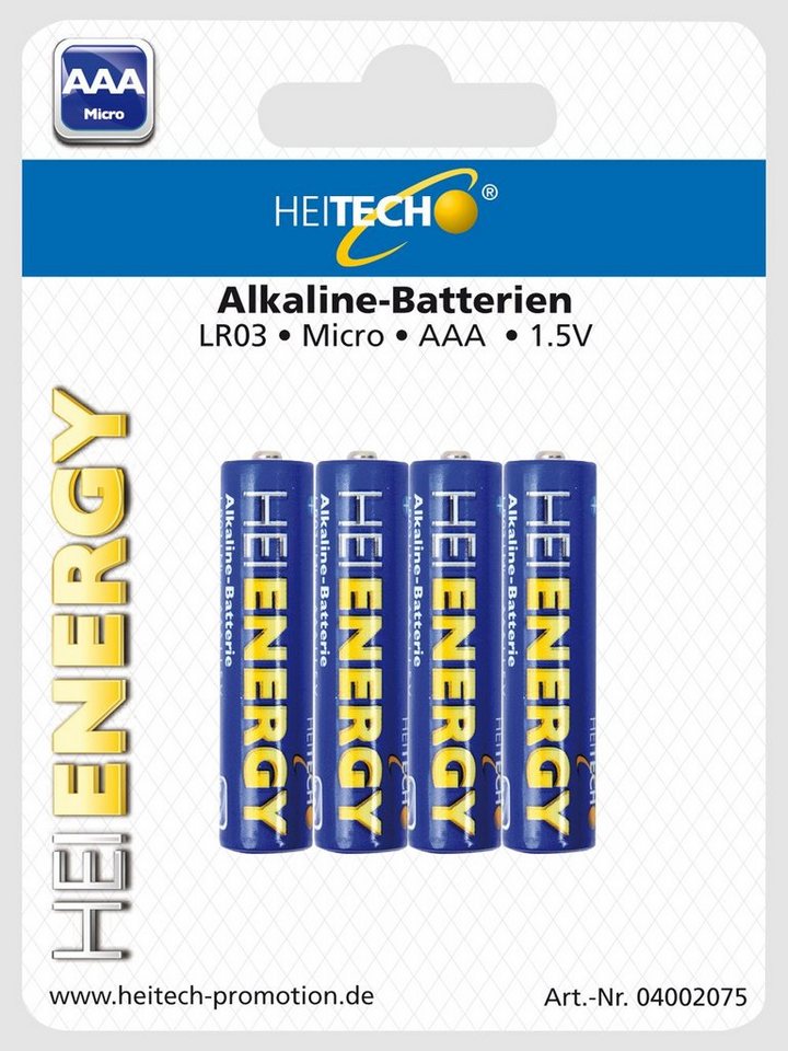 HEITECH 04002075 Alkaline Batterie Micro AAA (4-er Pack) blau Batterie, (4 St) von HEITECH