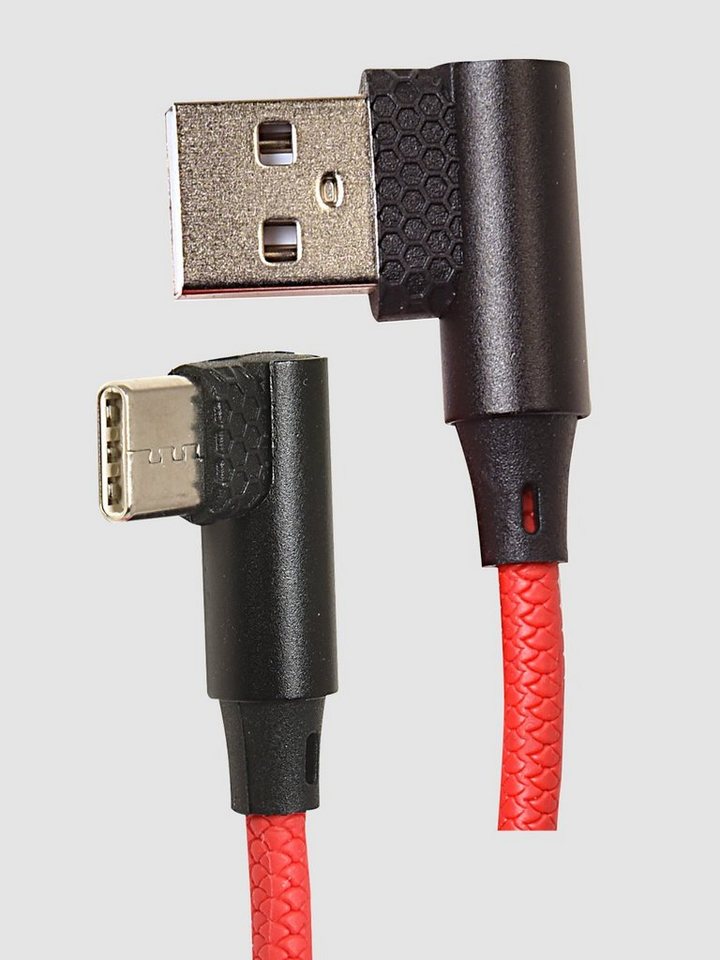 HEITECH 90 Grad Typ-C Winkel USB-C Kabel abgewinkelt Nylon für Smartphones rot USB-Kabel von HEITECH