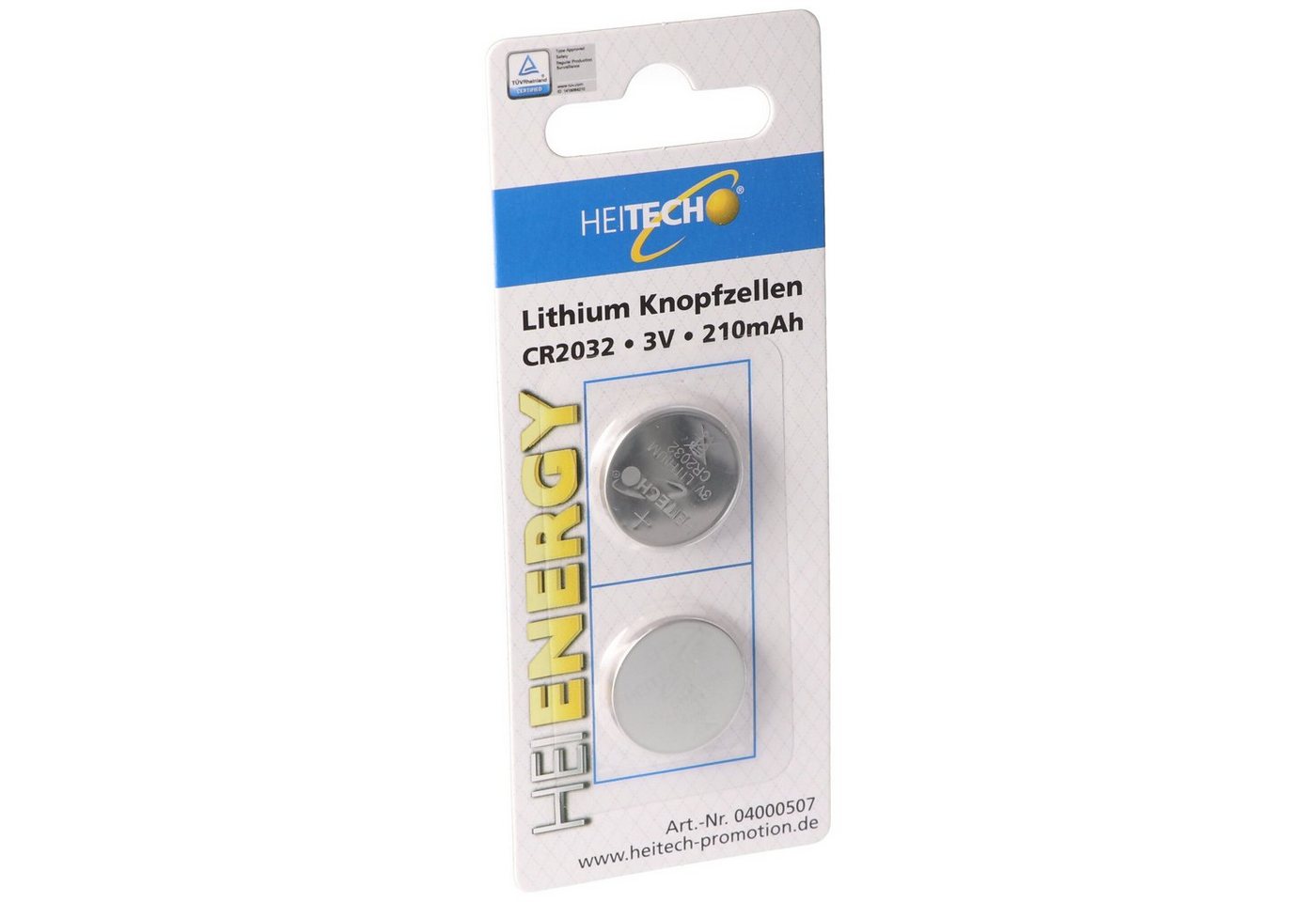 HEITECH CR2032 Lithium Batterie im praktischen 2er-Set, Lithium Knopfzelle CR Batterie von HEITECH