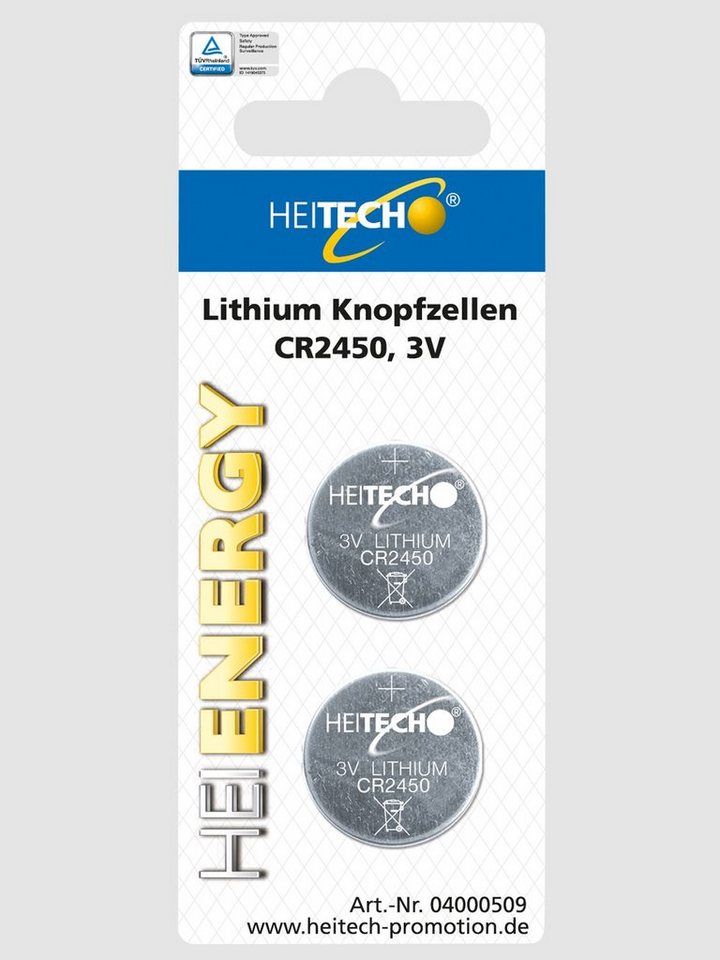 HEITECH Lithium Knopfzellen 2-er Pack CR 2450/3V Knopfzelle von HEITECH