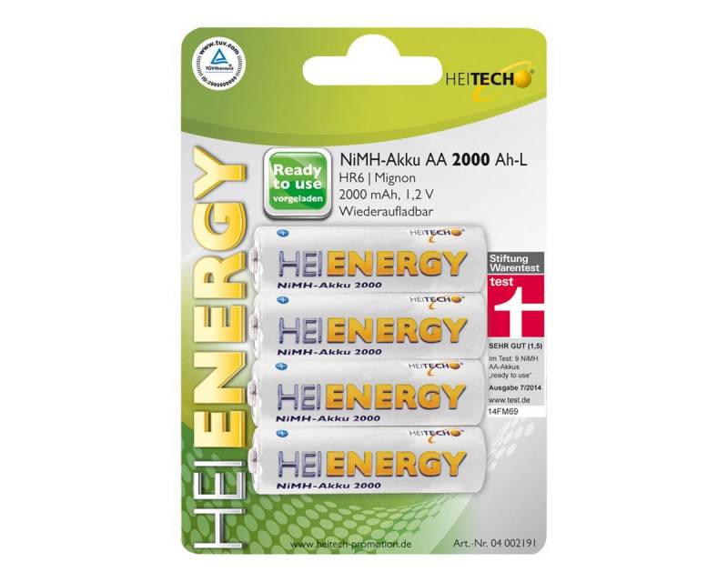 HEITECH NiMH-Akku "Ready to Use" HR06 Mignon/AA - 2000 mAh - 1,2V Batterie von HEITECH