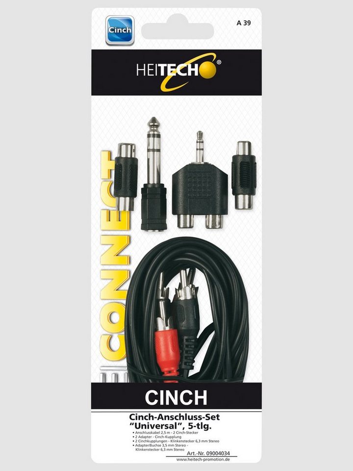 HEITECH Stereo-Cinch-Anschluss-Set"Universal", 5 tlg. Adapter Buchse Audio-Adapter von HEITECH