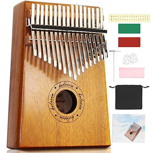 Kalimba 17 Schlüssel, Daumenklavier Kalimba Thumb Piano Finger Solide Kalimba Instrument mit Lernwerkzeuge, Professionelle Kalimba für Kinder, Erwachsene und Musikliebhaber Muttertagsgeschenk von HELESIN