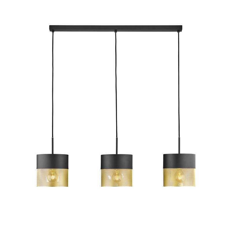 Hängeleuchte Mesh E27 3fl. hoch, schwarz/gold von HELL