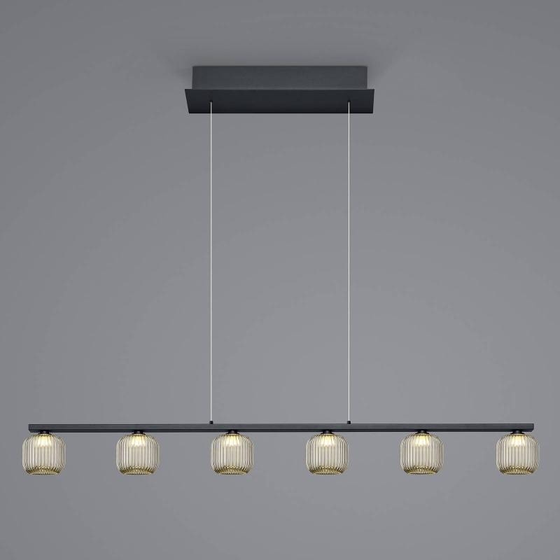 LED-Hängeleuchte Loft mit Rauchglas, sechsflammig von HELL