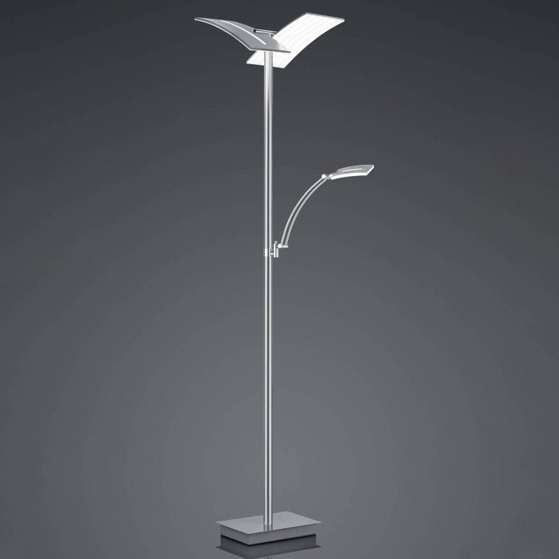 LED-Stehleuchte Dual mit Leselicht, nickel von HELL