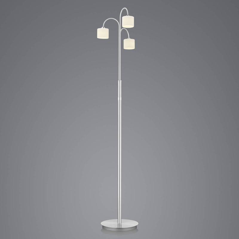 LED-Stehleuchte Mila, nickel/Opalglas, dreiflammig von HELL