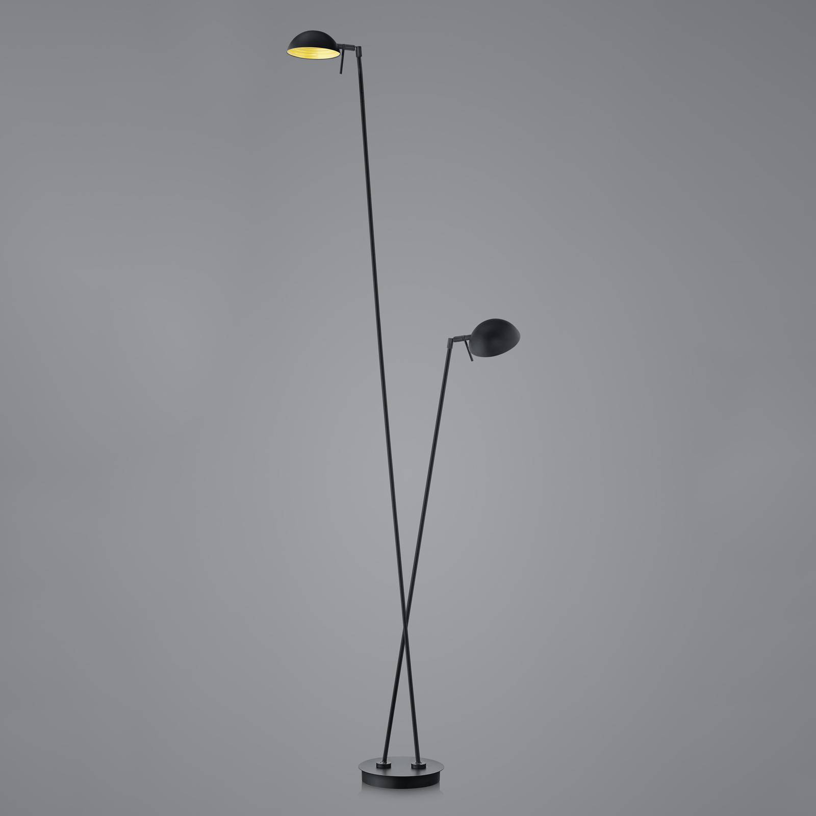 LED-Stehleuchte Samy 2-flammig 180cm schwarz/gold von HELL