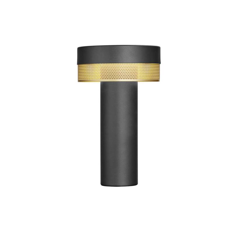 LED-Tischlampe Mesh Akku, Höhe 24cm, schwarz/gold von HELL