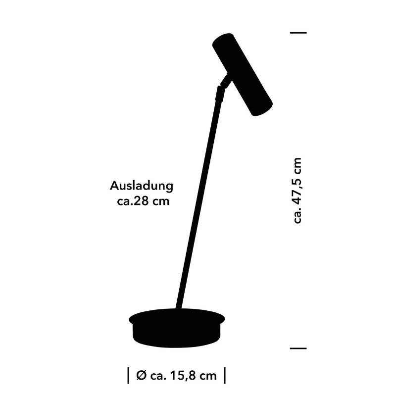 LED-Tischleuchte Tom Pro, schwarz, Höhe 47 cm, CCT, Dimmer von HELL
