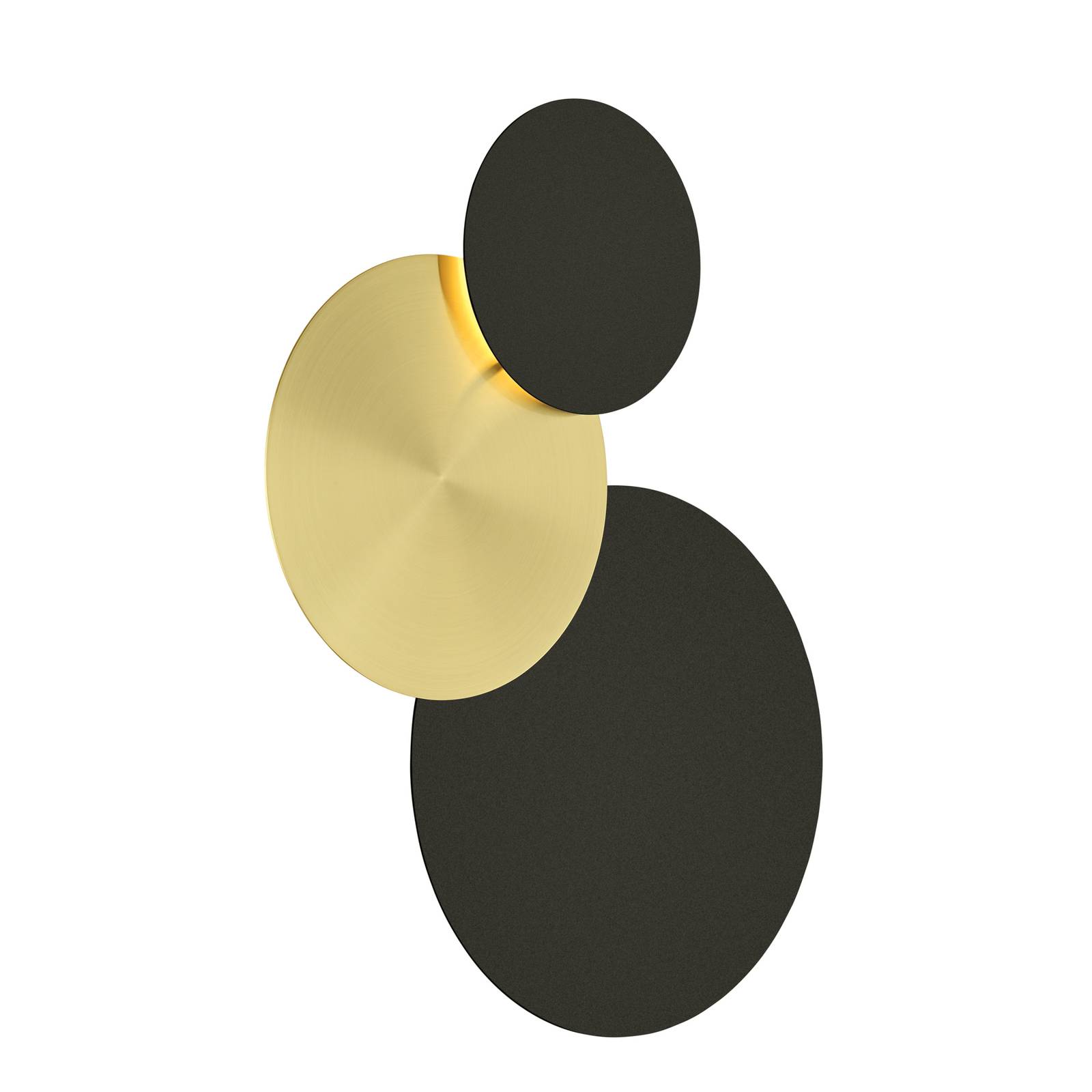 LED-Wandleuchte Tilda, rund 3fl., schwarz/gold LED-Wandleuchte Tilda, rund 3fl., schwarz/gold von HELL