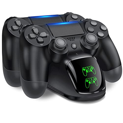 HELLCOOL Ladestation für PS4 Controller, Ladestation mit 2Std Schnelllade/LED Anzeige für Playstation 4/PS4 Slim/PS4 Pro Wireless Controller von HELLCOOL