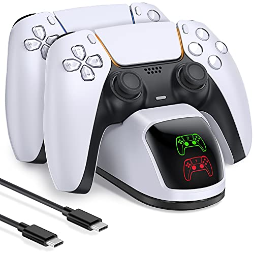 HELLCOOL PS5 Controller Ladestation, PS5 Ladestation 2 Std Schnelllade mit LED Anzeige für Playstation 5 Ladestation, PS5 Controller Ladestation Ladegerät für DualSense Wireless Controller von HELLCOOL