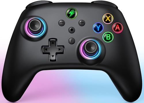 HELLCOOL Switch Controller, Wireless Spiele Controller für Nintendo Switch, Pro Controller für Nintendo Switch/Lite/OLED Konsole, Switch Controller Spiel Zubehör mit Fesselnde RGB Licht und Aufwecken von HELLCOOL