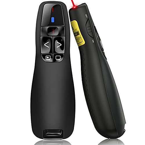 Kabellose Presenter, 2.4 GHz Wireless Presenter Verbindung via USB-Empfänger, 15m Reichweite, Roter Presenter, Fernbedienung Präsentation für Windows und Mac/PowerPoint/Keynote/Google Slides/PDF von HELLCOOL