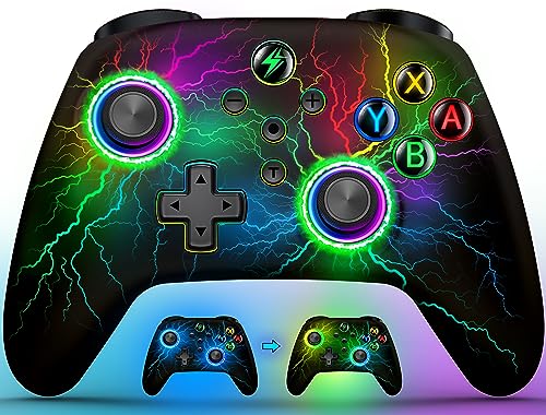 Switch Controller - Kabellos Controller für Nintendo Switch/Lite/OLED Konsole - Switch Controller mit Cooles RGB Licht, Programmierbare/Turbo/Aufwachfunktion, Präzise Steuerung, Dual Motors Vibration von HELLCOOL