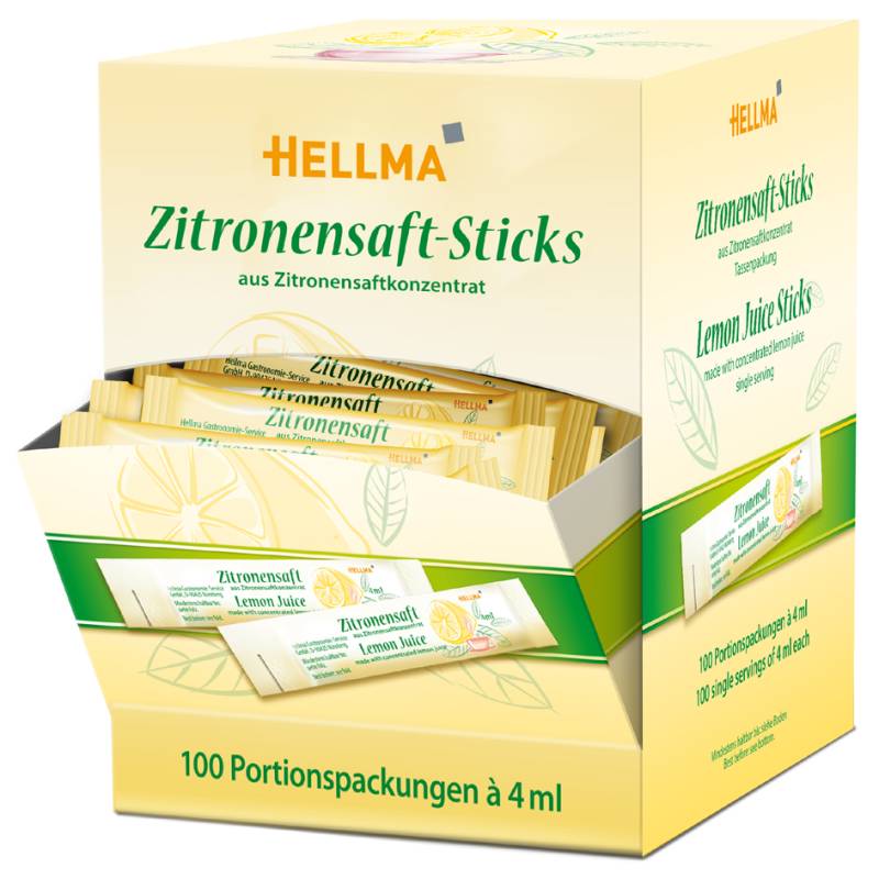 HELLMA Zitronensaft-Sticks, im Displaykarton von HELLMA