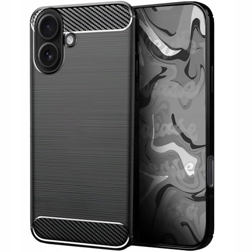 [HelloCase] Hülle für Apple iPhone 16 Plus - Carbon Handy Back Case - Robuster Schutz, Schlankes Design, Stilvolle Carbon-Design, Präzise Ausschnitte + Hartglas 2.5D 9H von HELLO CASE
