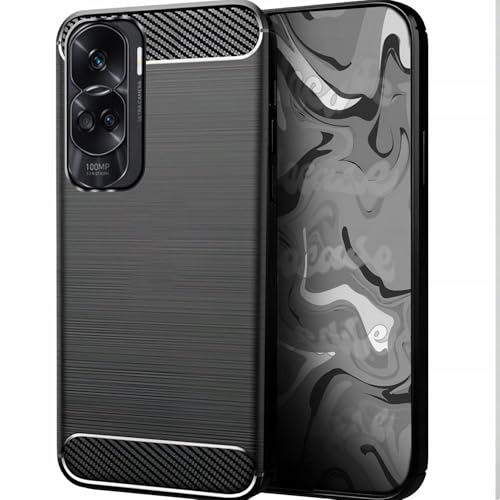 [HelloCase] Hülle für Honor 90 Lite 5G - Carbon Handy Back Case - Robuster Schutz, Schlankes Design, Stilvolles Carbondesign, Präzise Ausschnitte + Hartglas 2.5D 9H von HELLO CASE