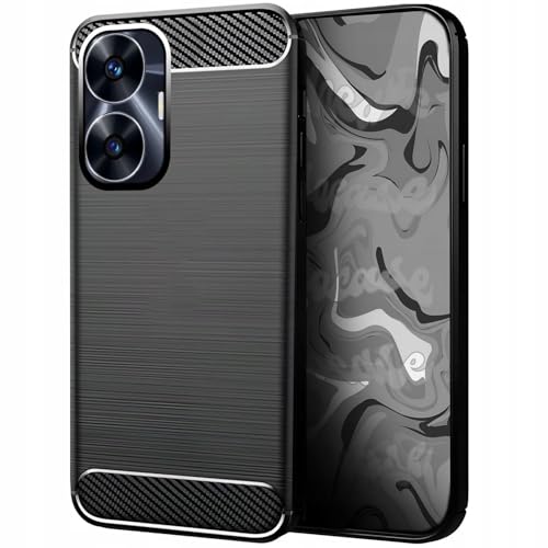 [HelloCase] Hülle für Realme C55 - Carbon Handy Back Case - Robuster Schutz, Schlankes Design, Stilvolles Carbondesign, Präzise Ausschnitte + Hartglas 2.5D 9H von HELLO CASE