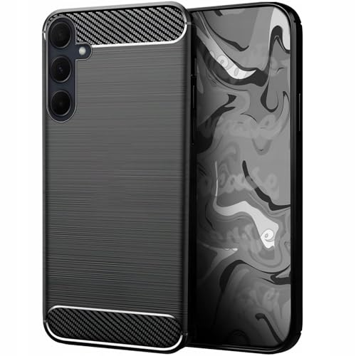 [HelloCase] Hülle für Samsung Galaxy A35 - Carbon Handy Back Case - Robuster Schutz, Schlankes Design, Stilvolle Carbon-Design, Präzise Ausschnitte + Hartglas 2.5D 9H von HELLO CASE