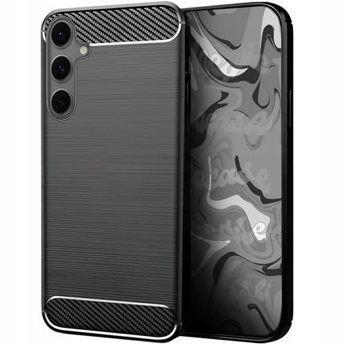 [HelloCase] Hülle für Samsung Galaxy S24 FE - Carbon Handy Back Case - Robuster Schutz, Schlankes Design, Stilvolle Carbon-Design, Präzise Ausschnitte + Hartglas 2.5D 9H von HELLO CASE