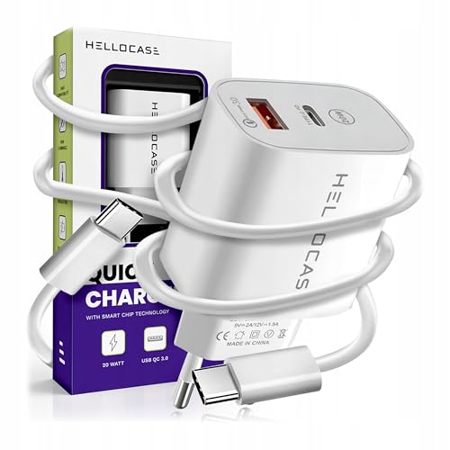 [HELLO CASE] 20W Schnellladegerät mit 2X USB-C Kabel | Power Delivery | Kompatibel mit Samsung, Xiaomi, Huawei von HELLOCASE