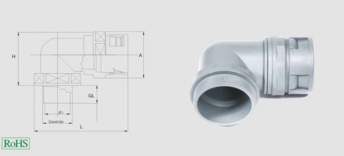 Helukabel 920430 HSSV IP68 90° M Schlauchverschraubung Grau M63 90° 1St. von HELUKABEL