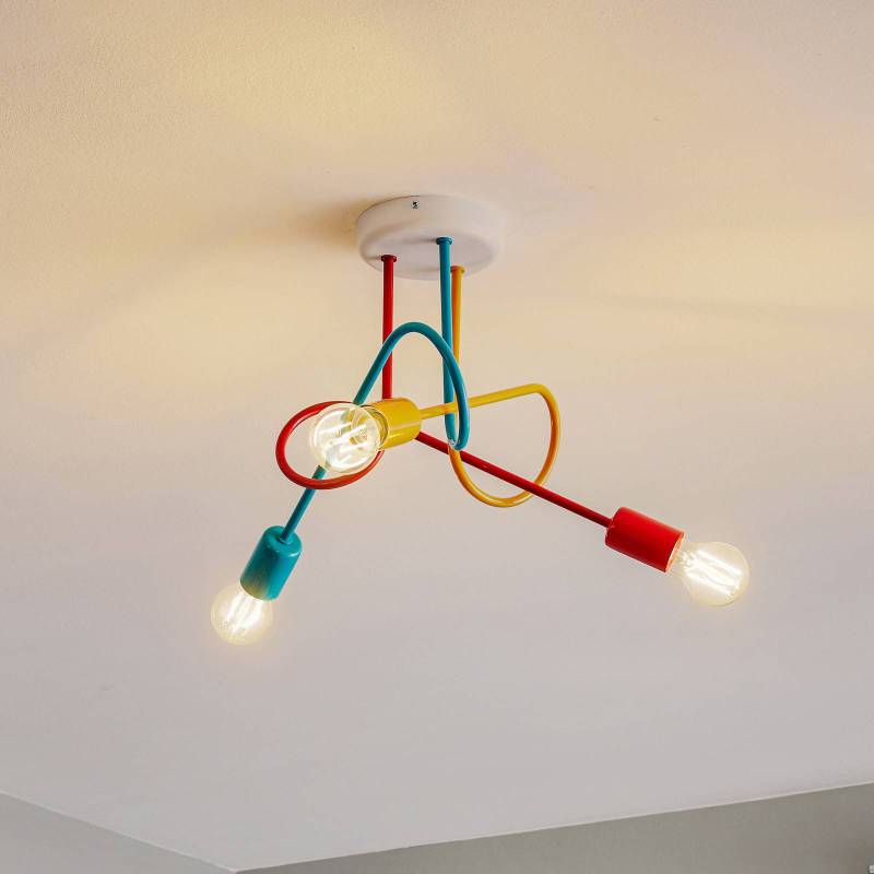 Deckenlampe Oxford dreiflammig orange/rot/türkis von HELam