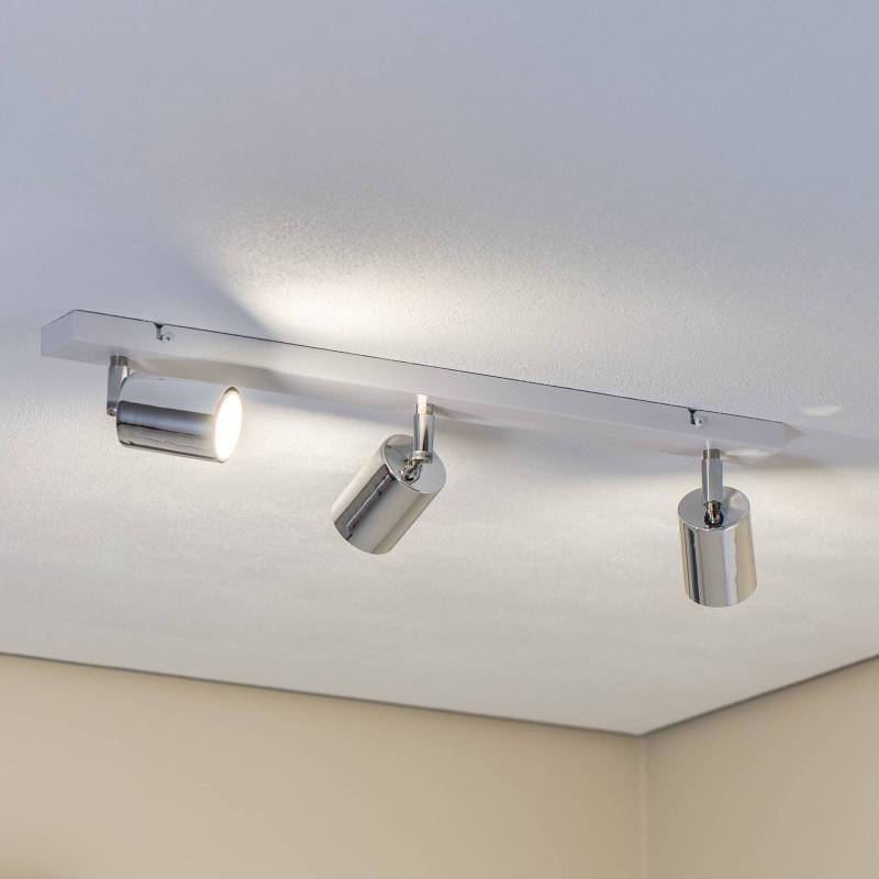 Deckenlampe Tune II, weiß/chrom, Metall, 3-flammig, E27 von HELam