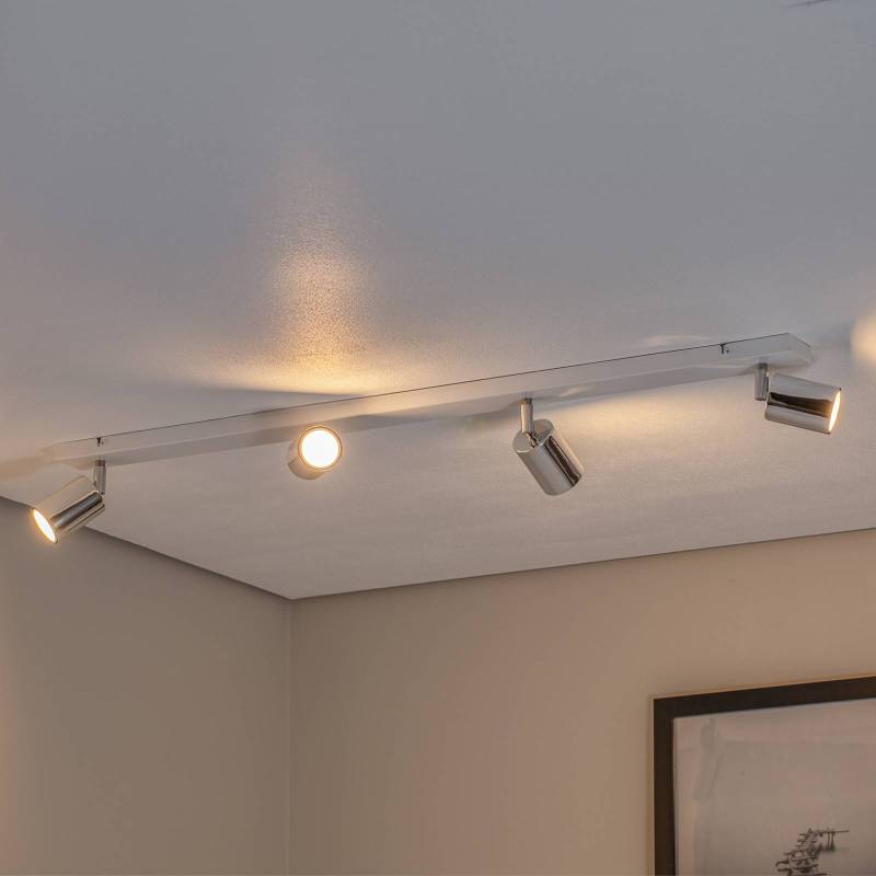 Deckenlampe Tune II, weiß/chrom, Metall, 4-flammig, länglich von HELam